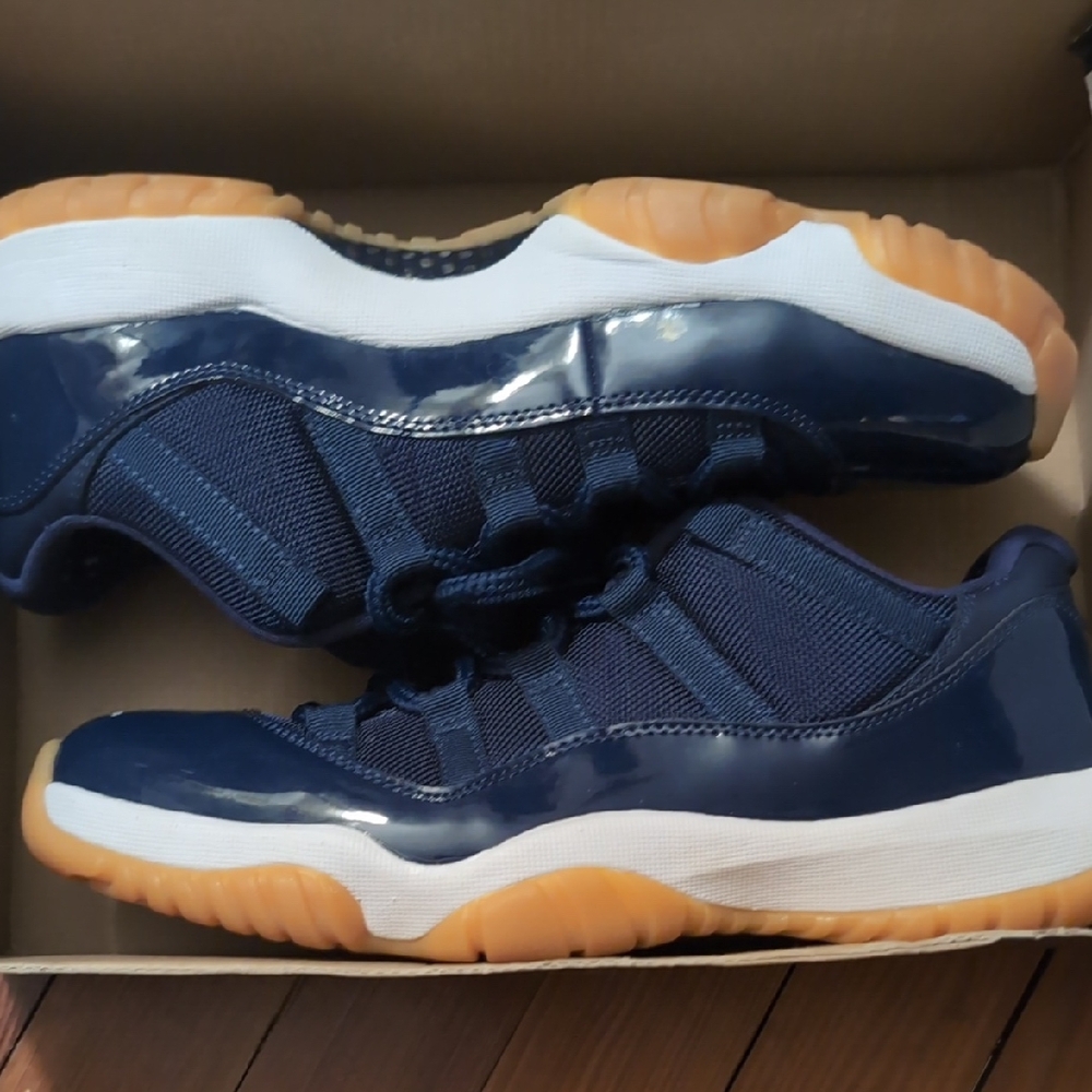 Jordan Navy and White Sneakers with Gum Sole